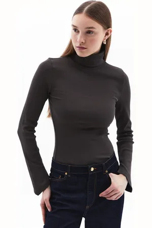 OXXO Turtle Neck Tshirt with Long Sleeves Größe XL Black Olive