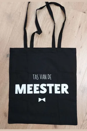 Merkloos Aandeslagvoorjou - Tas van de Meester - - Katoen - Schoudertas - Juffenkado - Tas - Rugtas - Handtas - Tassen - Meester - Kado man - Cadeau man - Vaderdag - 42 x 38 cm