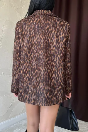 Merkloos Blazer Luipaard Print XL Dames Mode