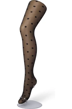Bonnie Doon Dames Stippen Panty 30 Denier Zwart maat L/XL - Chique Panty - Stip Dessin - Brede Boord - Comfort - Stipjes - Gestipte Print - Little Dots Tights - Feestelijk - - BP201910.101