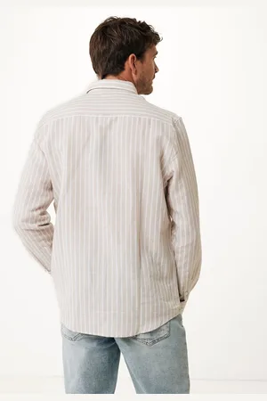 Mexx Shirt Aiden Linen Striped Sand Heren