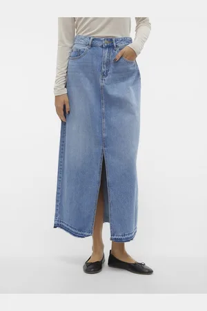 VERO MODA Rok Vmzayla Hr Slit Long Dnm Skirt Li31 10305881 Medium Blue Denim Dames
