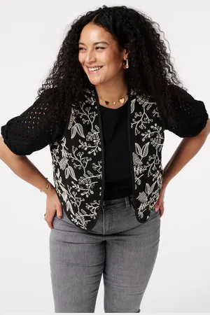 MS Mode Gilet Gilet met broduursel
