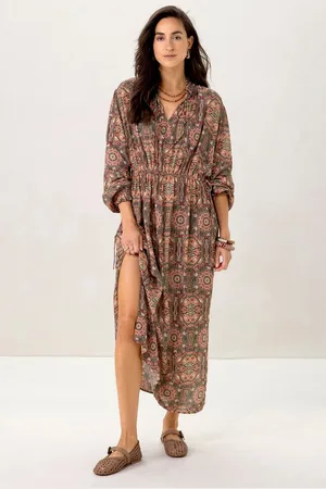 Sissy-Boy Groene lange jurk met mozaïek print