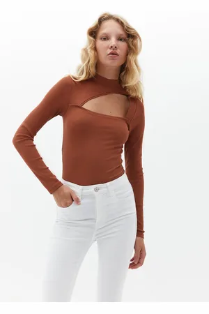 OXXO T-shirt met hoge kraag en lange mouwen