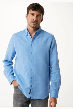 Mexx Shirt Caleb Linen Bright Blue Heren
