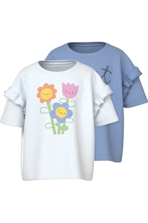 NAME IT NMFVILENA 2P SS RLX TOP Meisjes T-shirt - Bright White