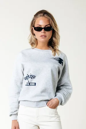 Colourful rebel Racer Logo Dropped Shoulder Sweat- XL