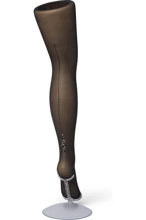 Bonnie Doon Dames Panty 30 Denier met Strass Steentjes Donker Grijs maat L/XL - Chique Panty - Glimmende Steentjes - Brede Boord - Comfort - Strass Detail Tights - Feestelijk - Donkergrijs - Antraciet - Antra - BP201902.119