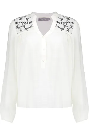 Geisha Blouse Top Met Broderie Anglaise 53066 14 Off-white/black Dames