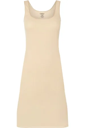 Merkloos GAUBERT® GBTW-820-Beige Bamboe Onderjurk / Nachtjurk Brede Bandjes 120CM 2XL/3XL