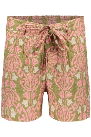 Geisha Broek Paperbag Shorts 51210 20 Green/pink Dames