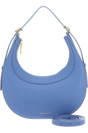 Coccinelle Leren Handtas Schoudertas Whisper Grained Leather Mini Bag Blauw