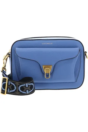 Coccinelle Leren Schoudertas Beat Soft Ribb Crossbody Bag Grained Leather Blauw