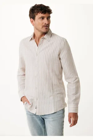 Mexx Shirt Aiden Linen Striped Sand Heren