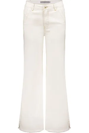 Geisha Jeans Wide Leg Jeans 51014 10 Ecru Raw Dames
