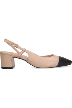 Manfield Dames - Beige leren slingback pumps