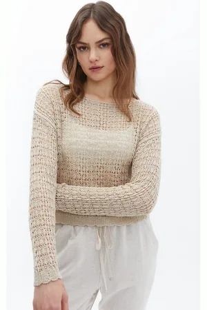 OXXO Knitted Sweater with Boat Neck Größe S French Oak