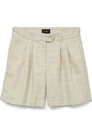 VERO MODA Broek Vmmaj Mw Long Shorts 10327336 Oatmeal/melange Dames
