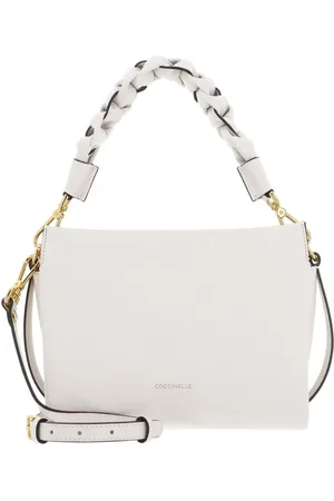 Coccinelle Leren Schoudertas Boheme Grana Double Crossbody Double Grainy Leather Crème