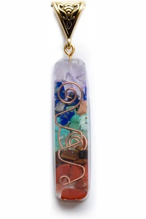 Zentana 7 Chakra Organiet - Ketting Hanger - Edelstenen Mix - Organite - Smal - Sieraden voor Vrouwen & Dames