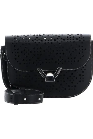 Coccinelle Leren Schoudertas Dew Crossbody Grained Leather Zwart