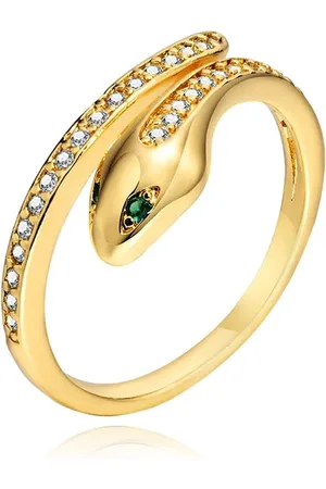 Cilla Jewels Damesring met Slangmotief en Groene Zirkonia Ogen