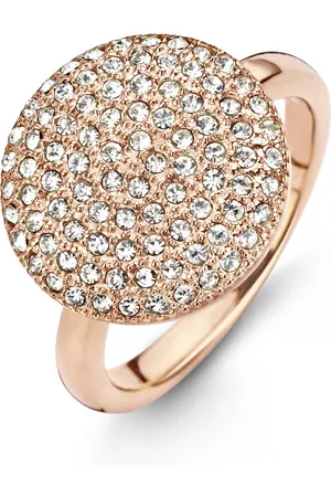 Silventi 983201019 52 Stalen Ring - Zirkonia rond - Pavé - 15 mm - Rosékleurig