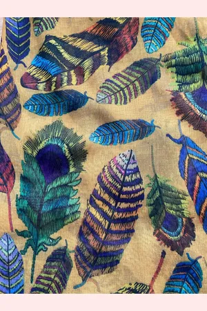 Merkloos Dames lange dunne sjaal met print 180/75cm geel