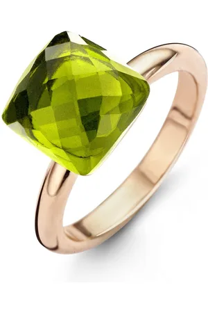 Silventi 983201022-52 Stalen Ring - Zirkonia vierkant - Peridot - 15 mm - en groen