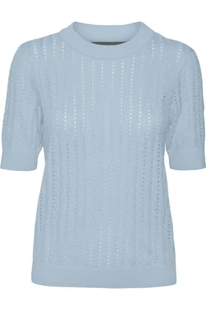 VERO MODA VMMORENA 2/4 O-NECK PULLOVER GA BOO REP Dames Trui - Airy Blue