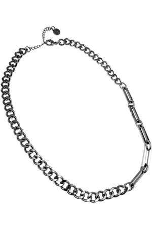 esde2 Ketting Dames - Gepolijst RVS - Cubaanse Schakelsketting met Rechthoekige Schakels - Verstelbaar 43cm tot 48cm