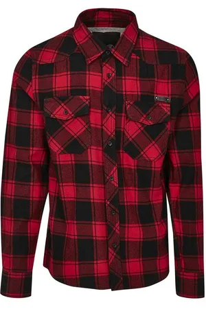 Brandit Check Shirt Rood Zwart Overhemd Heren
