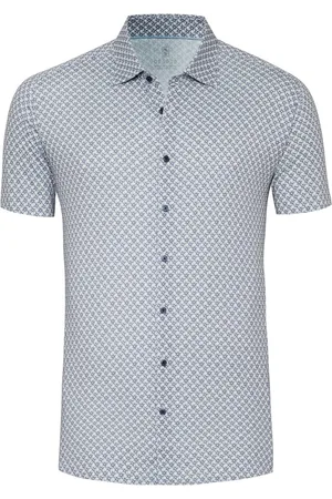 DESOTO Overhemd Casual Kent 1 2 81132 3 184 Denim Blue Flowers Mannen