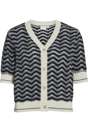 VILA Vest Viarin 2/4 Button Knit Cardigan 14104632 Birch/navy Blaze Dames