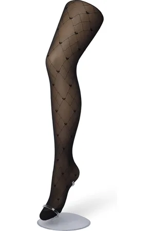 Bonnie Doon Dames Hartjes Panty 30 Denier Zwart maat S/M - Hartjes en Ruitjes - Chique Panty - Hart Dessin - Brede Boord - Comfort - Geruite Print - Little Hearts Tights - Feestelijk - - BP201905.101