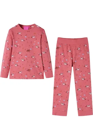 vidaXL Kinderpyjama - met - lange - mouwen - 104 - oudroze