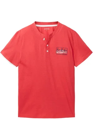 TOM TAILOR T-shirt Henley gestreept shirt met korte mouwen
