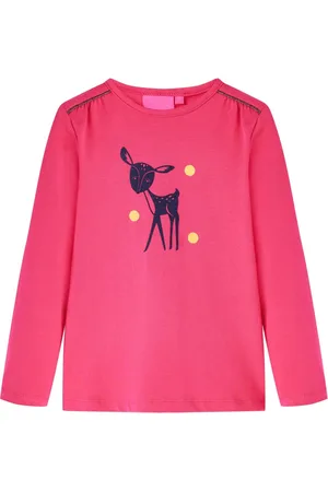 vidaXL Kindershirt - met - lange - mouwen - 116 - felroze