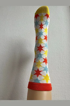 Pretty Polly Sokken - Bamboe - Milieu Vriendelijke - Star - Damessokken - One Size - Wit/Mix - 2 Paar - Voordeelverpakking