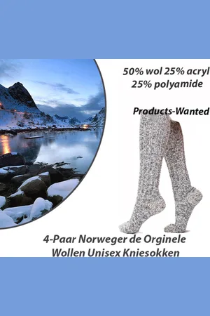 Merkloos 4-Paar Norweger de Orginele Wollen Unisex Kniesokken 46-47