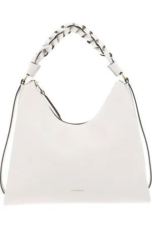 Coccinelle Leren Schoudertas Boheme Grana Double Shoulder Bag Crème