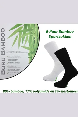 Merkloos Origineel Bamboe Sportsokken 6-Paar in Kleur