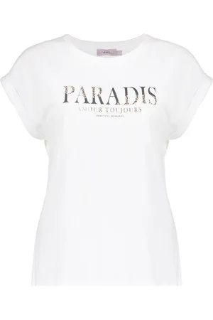 Geisha T-shirt Basic T Shirt Paradis 52117 41 Off-white/black/gold Dames