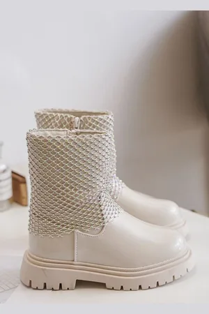 Merkloos Meisjes Glitterlaarzen – Schitterende Enkelboots met Ritssluiting –