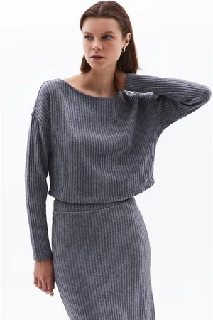 OXXO Soft Touch Boat Neck Sweater Größe S Anthra Melange