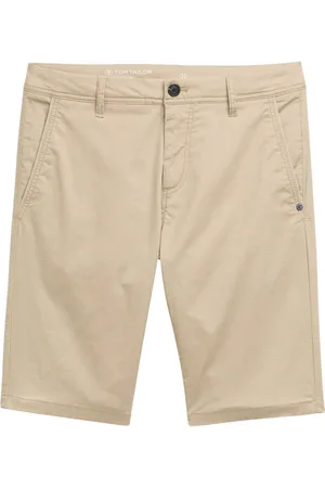 TOM TAILOR Heren Short SLIM PRINTED CHINO SHORTS slim fit Beige Volwassenen
