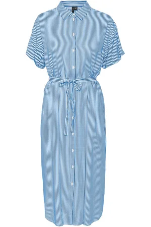 VERO MODA VMBUMPY SS CALF SHIRT DRESS WVN GA NOOS - Dames - Maxi jurken