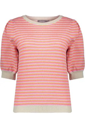 Geisha T-shirt Gebreide Top Met Strepen 54033 14 Sand/orange/pink Dames