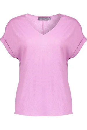 Geisha T-shirt Rustiek Katoenen T Shirt Met V Hals 52103 47 Lavender Dames